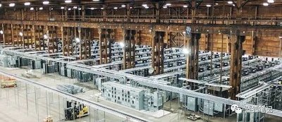 Mining farm with rows of ASIC miners under climate-controlled environment